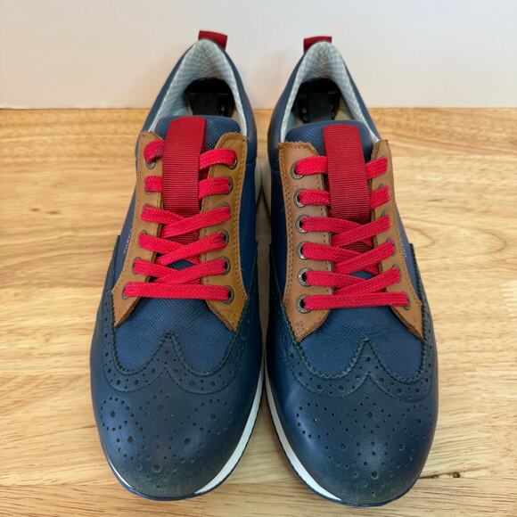 Duca del Cosma Italian Spikeless Golf Shoes Men’s Size 10 Navy Brown Red Lace-Up - Picture 3 of 9